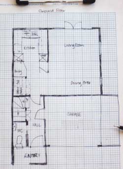 Site survey - Sketch with walls and room names